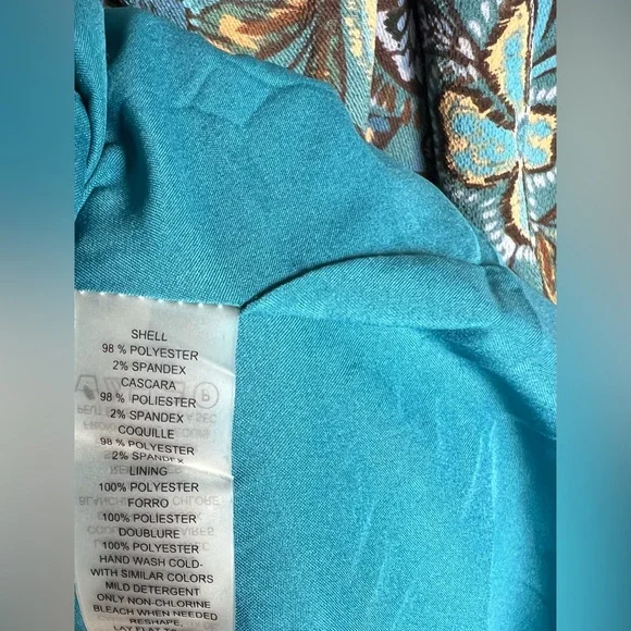 New! Vince Camuto Teal Floral Paisley Print Midi Dress - Picture 7 of 7